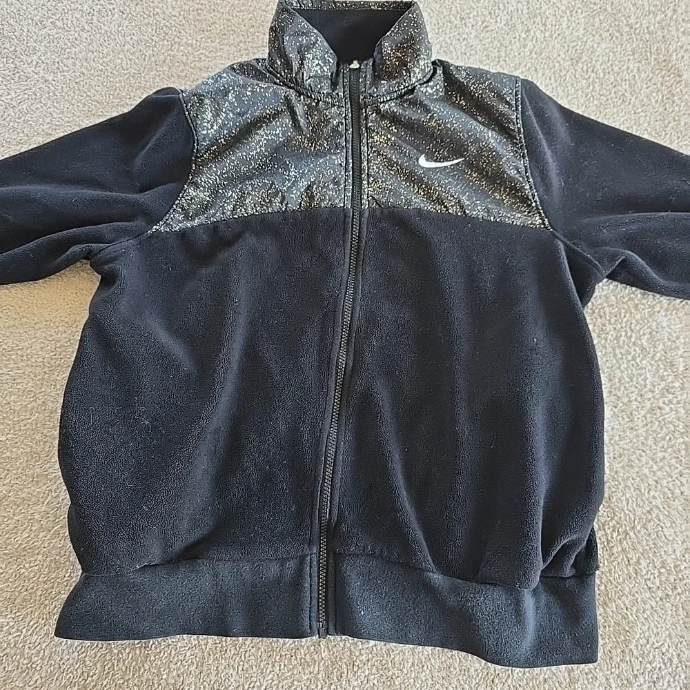 NIKE Women's Sportswear‎ Stardust Fleece Full-zip Jacket Black Gold Atleisure L